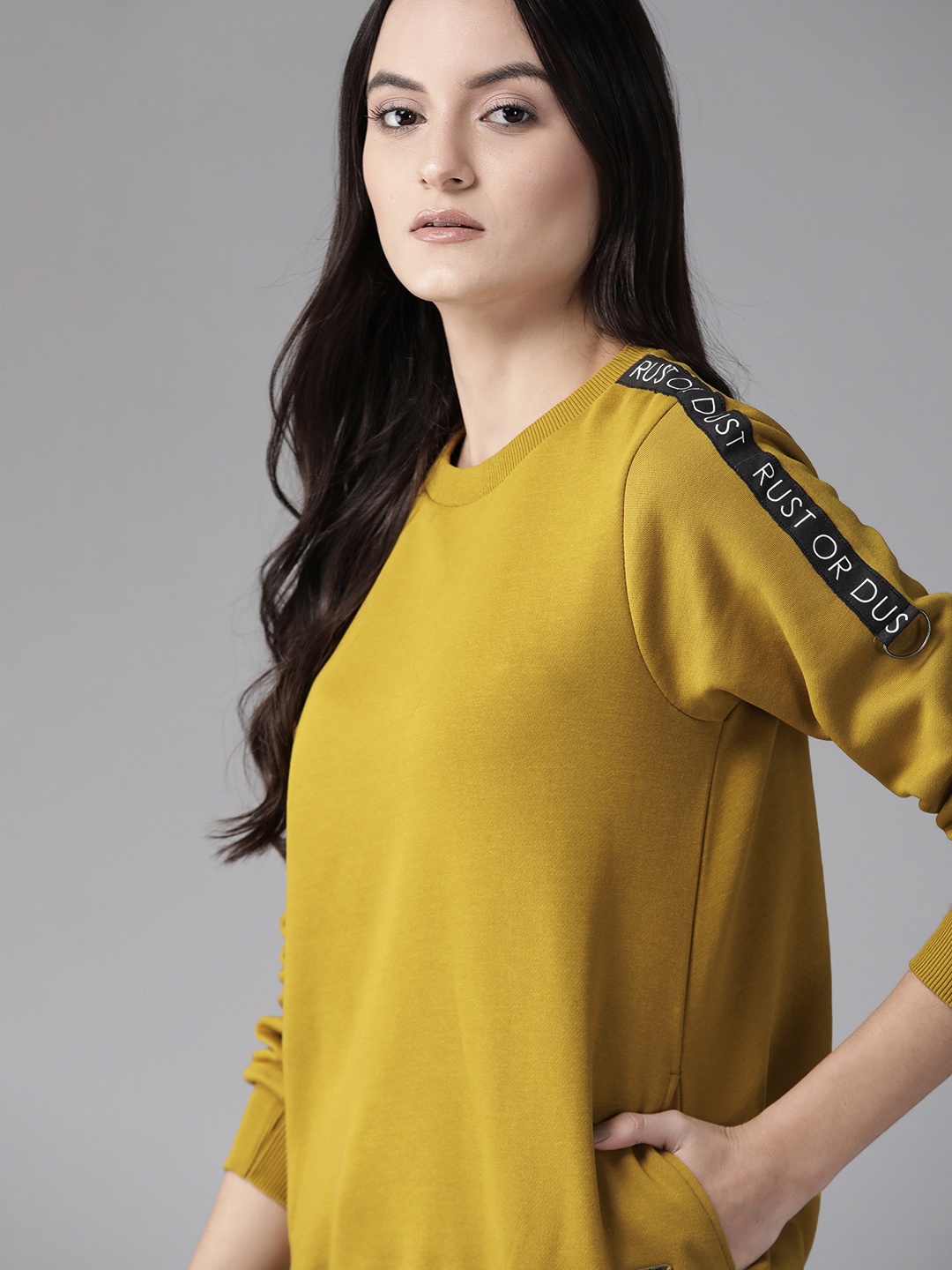 

Roadster Women Mustard Yellow Solid Sweatshirt