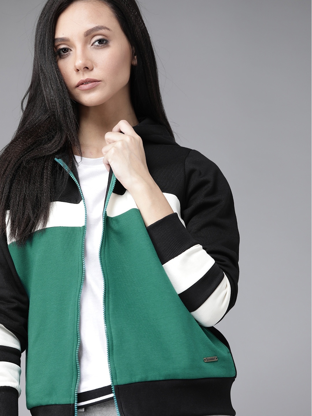 

Roadster Women Green & Black Antiviral Protective Finish Sweatshirt