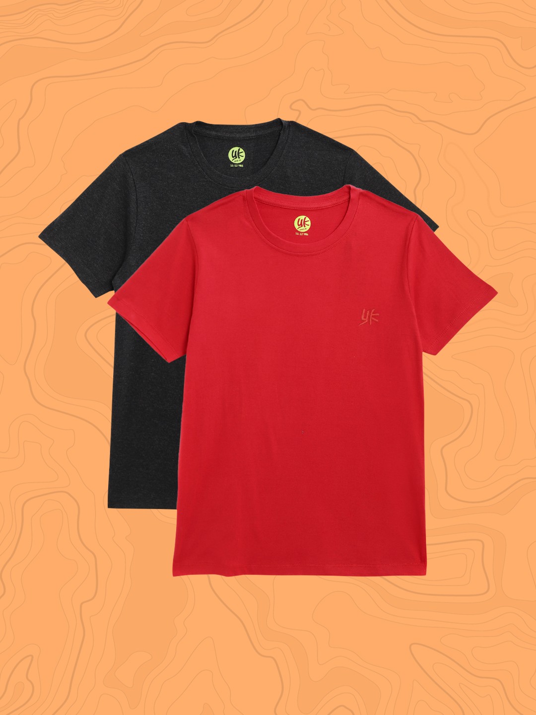 

YK Boys Pack of 2 Solid Round Neck Pure Cotton T-shirts, Red