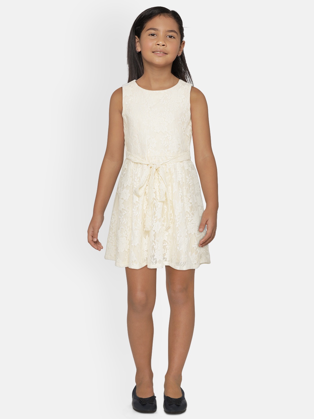 

Gini and Jony Girls Off-White Lace Fit & Flare Dress
