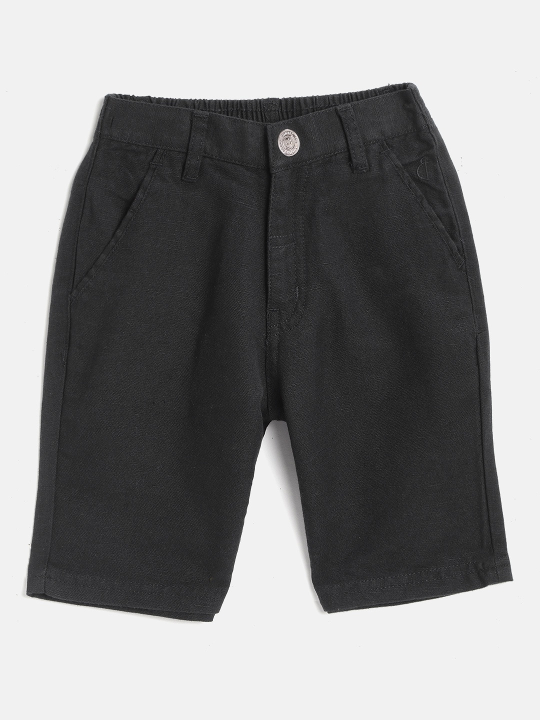 

Gini and Jony Infant Boys Black Solid Regular Fit Shorts