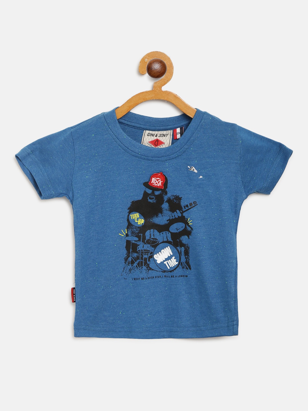 

Gini and Jony Boys Blue & Black Graphic Print Round Neck T-shirt