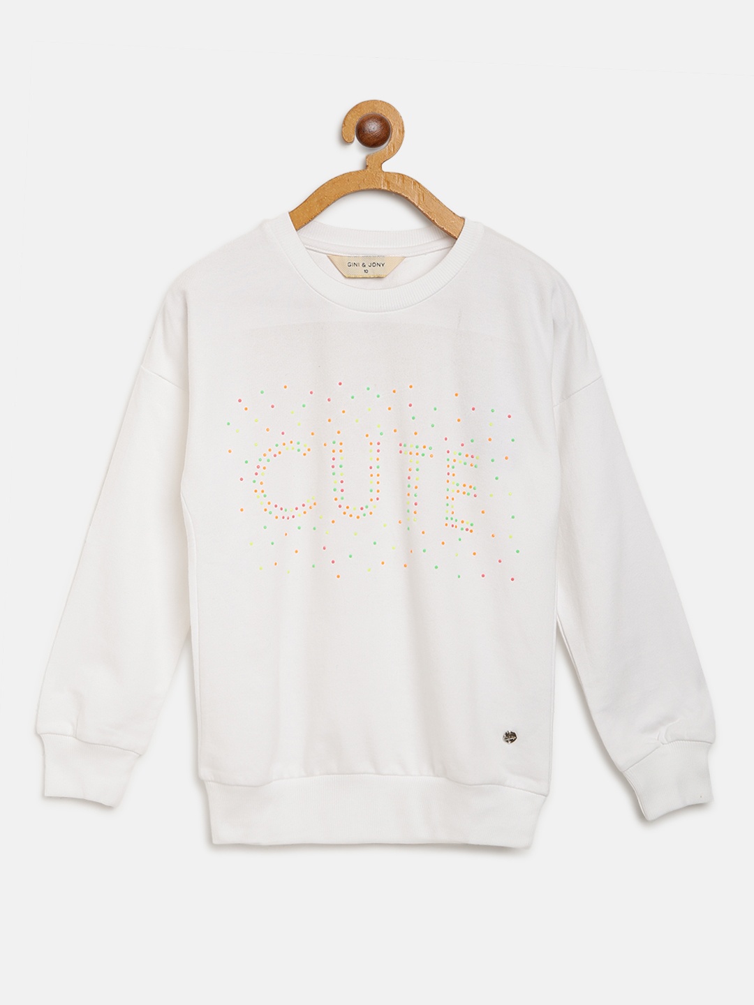 

Gini and Jony Girls White Typography Embellished Sweatshirt