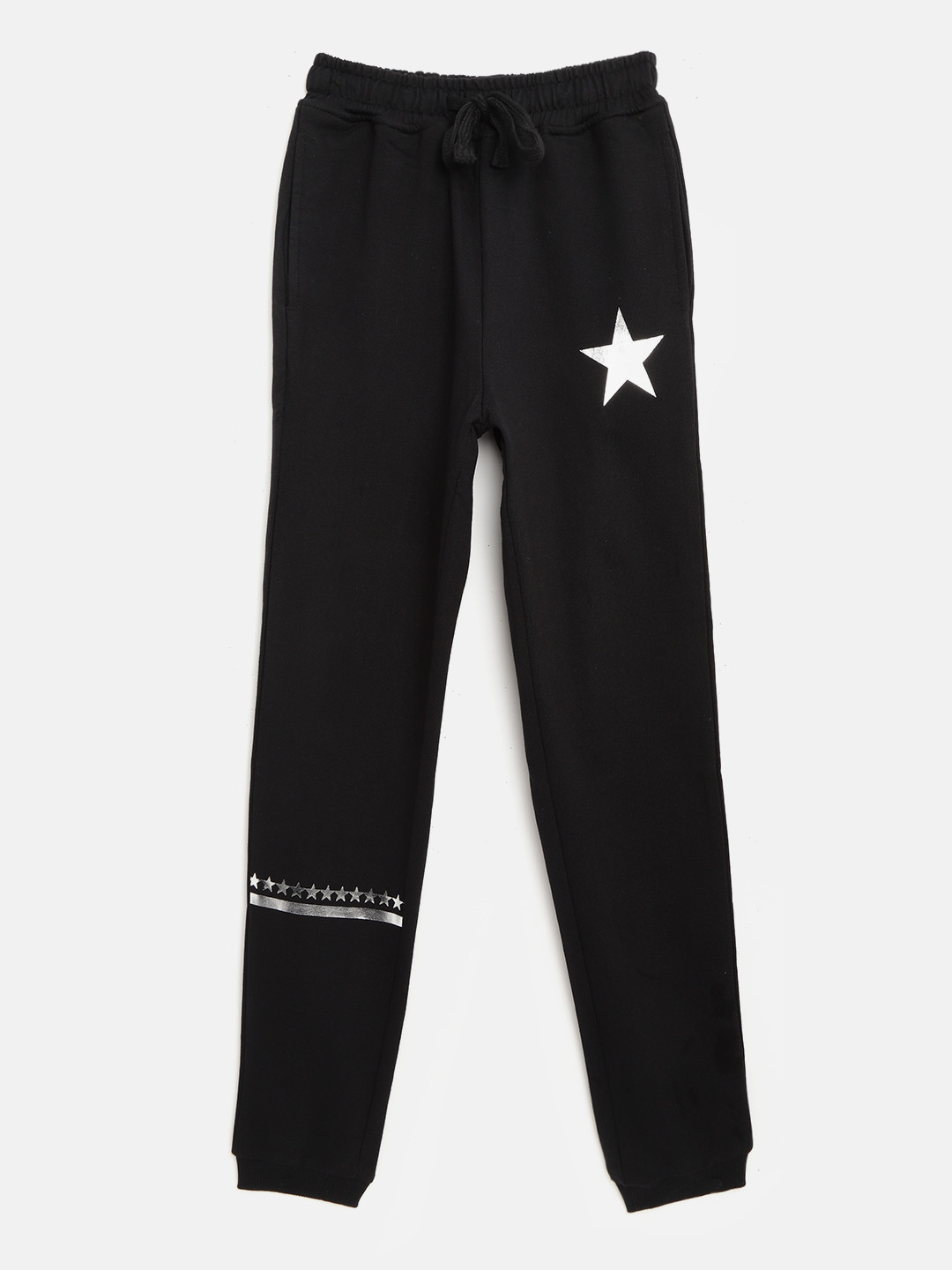 

Gini and Jony Girls Black Solid Joggers with Star Print Detail