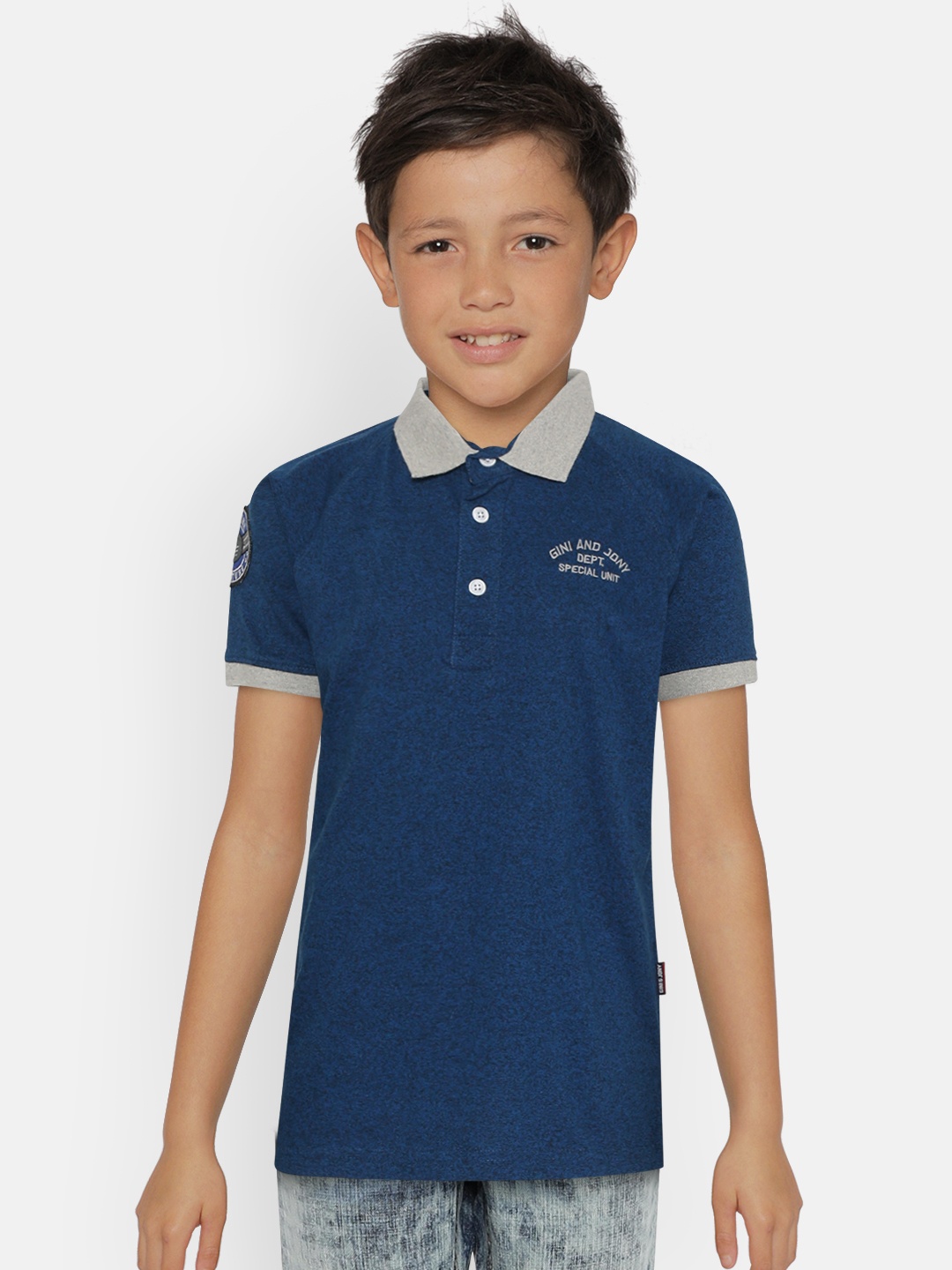 

Gini and Jony Boys Teal Blue Graphic Print Polo Collar T-shirt