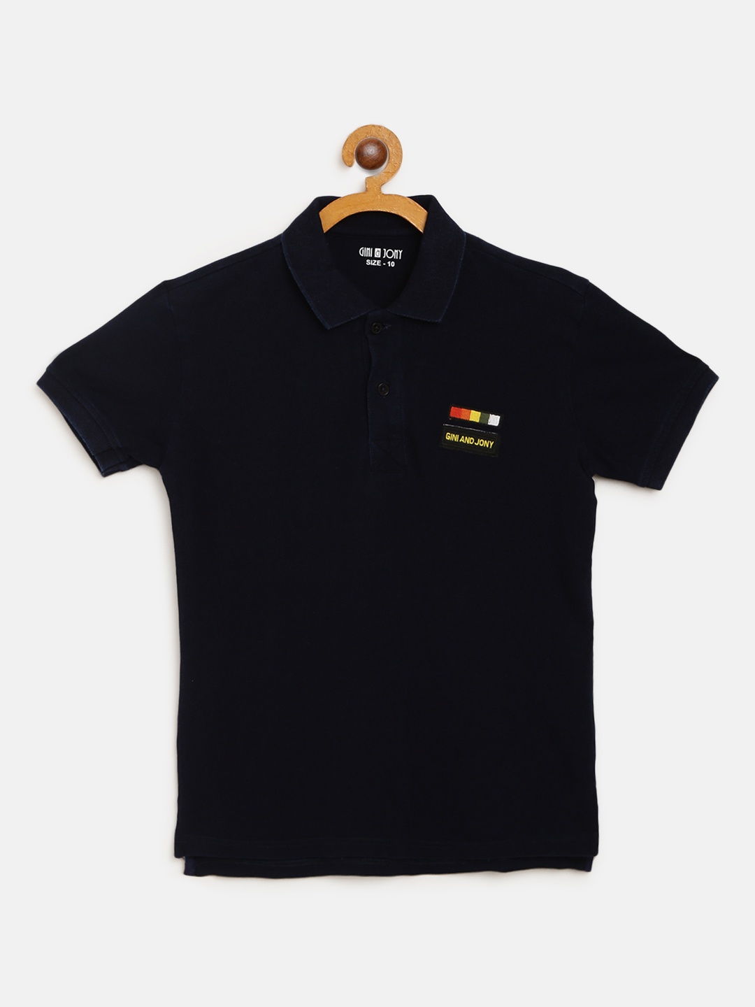 

Gini and Jony Boys Navy Blue Solid Polo Collar T-shirt