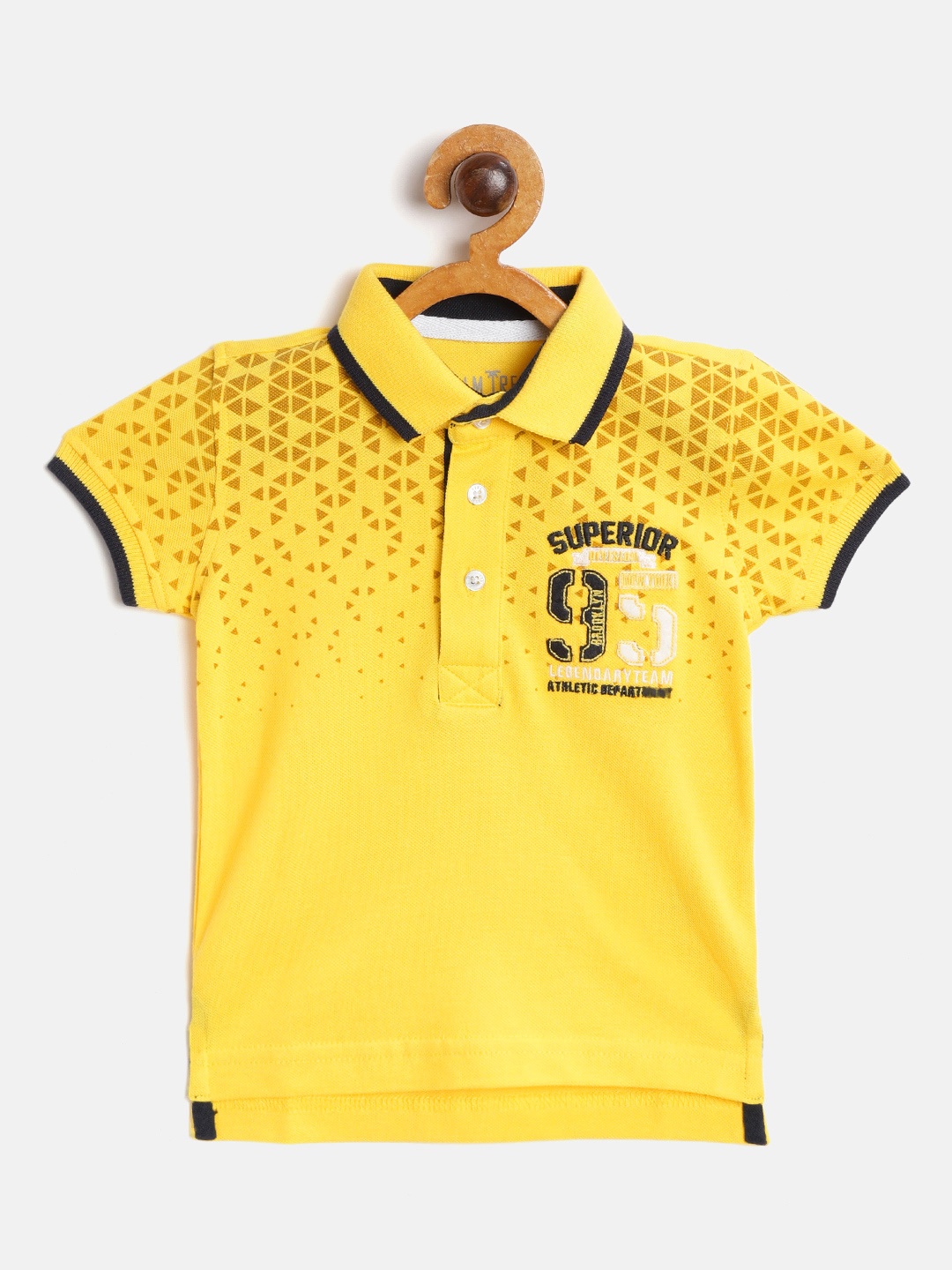 

Palm Tree Infant Boys Yellow Geometric Print Polo Collar Pure Cotton T-shirt