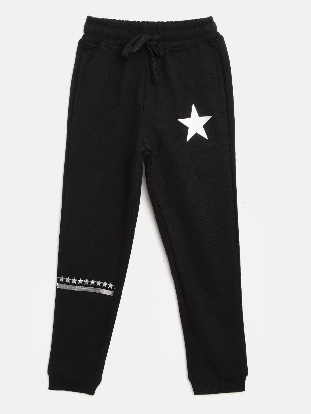 

Gini and Jony Girls Black Solid Joggers with Star Print Detail
