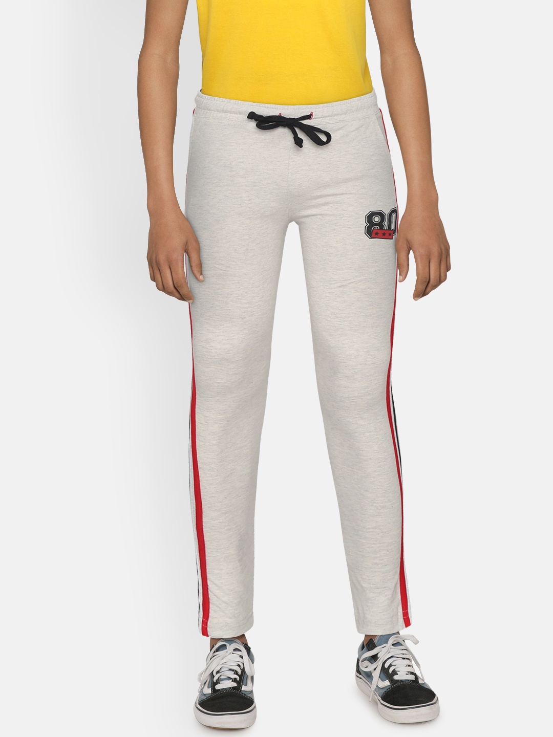 

Gini and Jony Boys Grey Melange Solid Track Pants with Side Stripe Detail