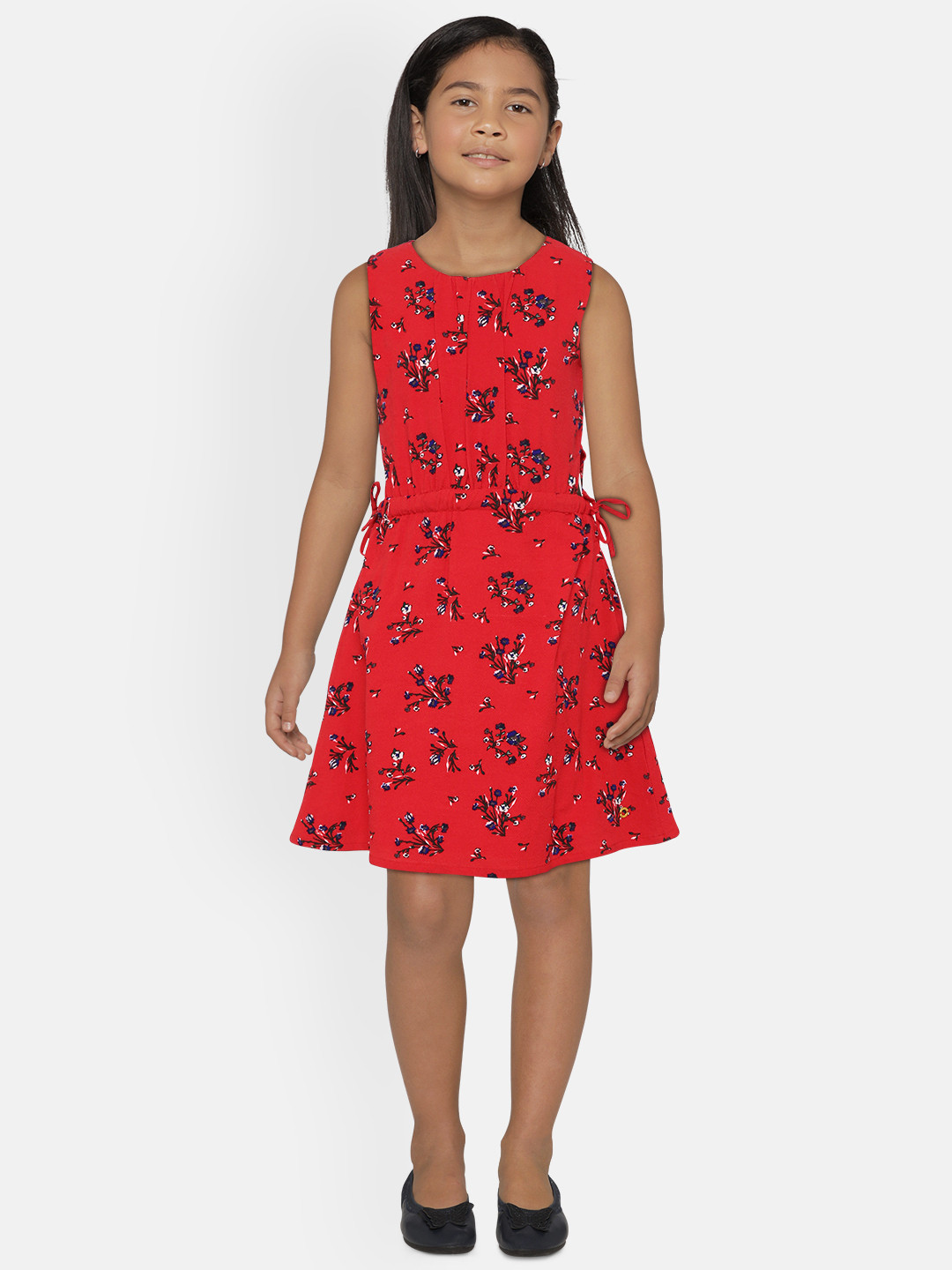 

Gini and Jony Girls Red & Blue Floral Print A-Line Dress