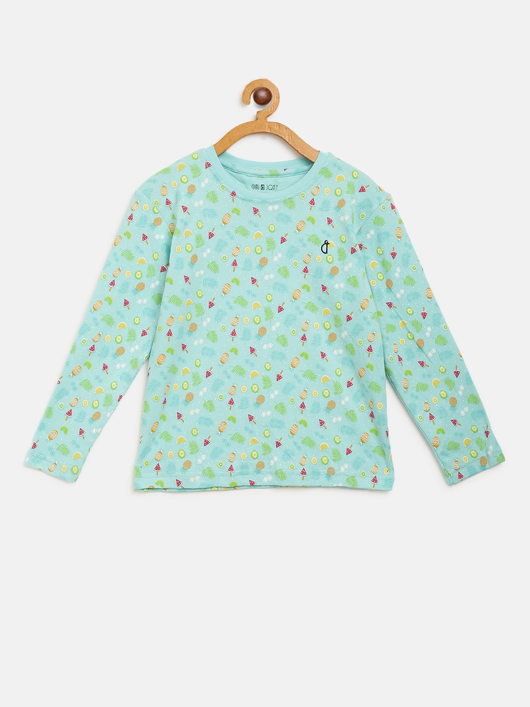 

Gini and Jony Boys Sea Green & Red Printed Round Neck T-shirt