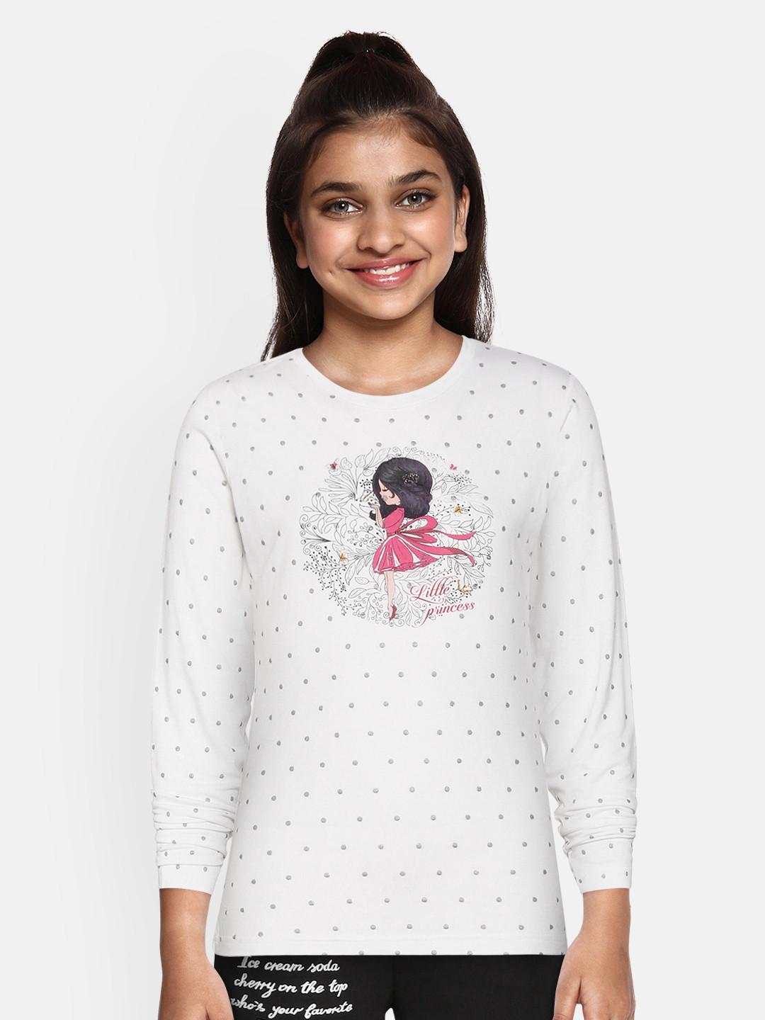 

Palm Tree Girls White & Pink Printed Top