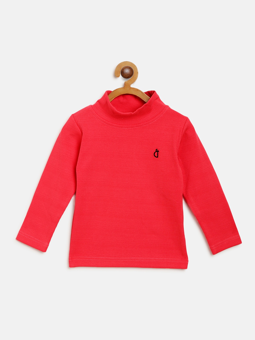 

Gini and Jony Girls Red Ribbed Skivvy Pure Cotton Top