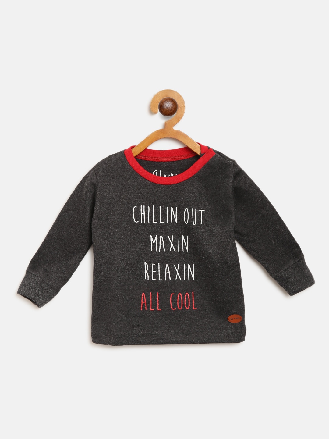 

Gini and Jony Boys Charcoal Grey & White Typography Print Round Neck T-shirt