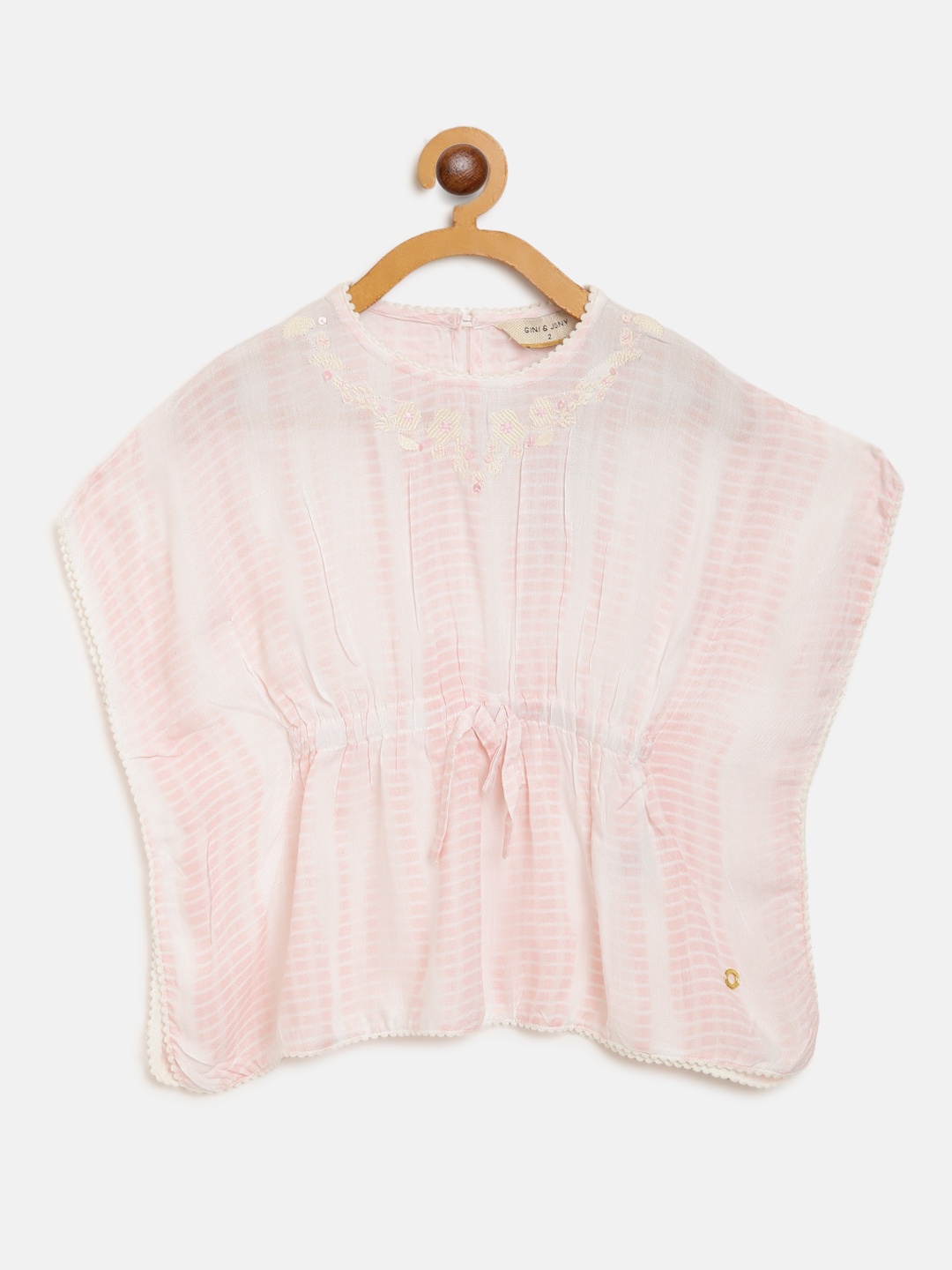 

Gini and Jony Girls White & Pink Tie & Dye Kaftan Top