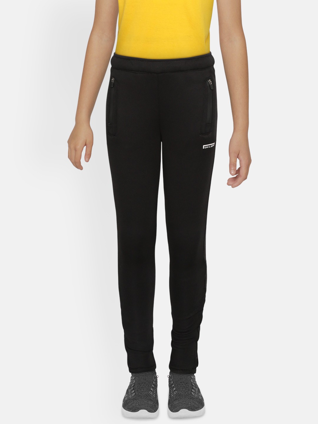 

Gini and Jony Boys Black Self-Design Track Pants