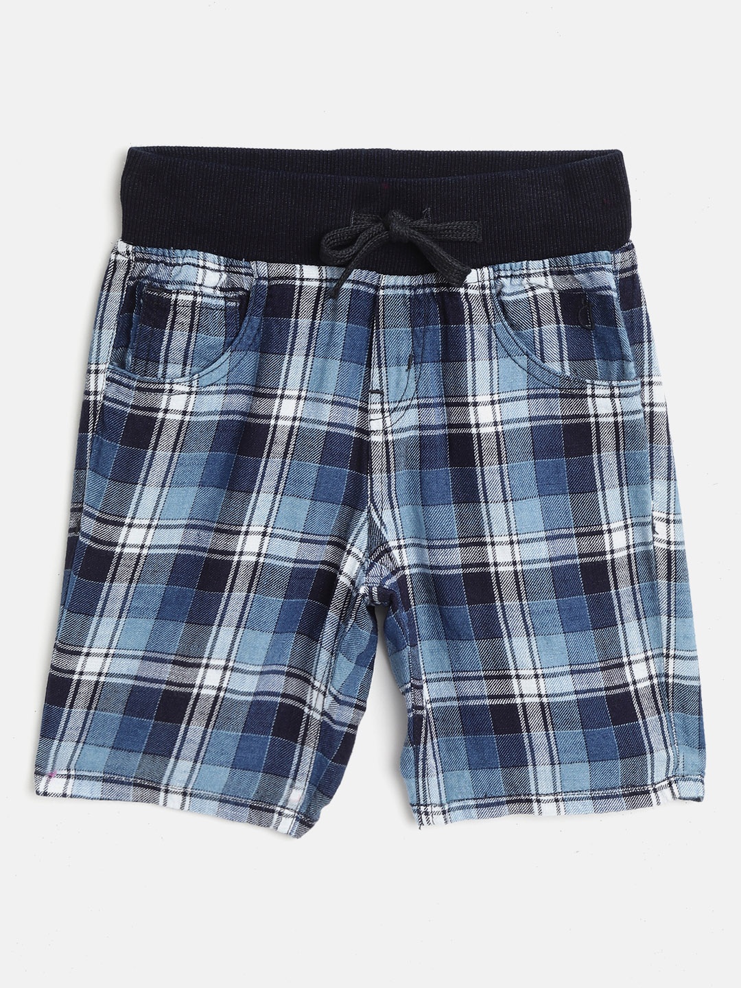 

Gini and Jony Boys Blue & White Checked Regular Fit Shorts