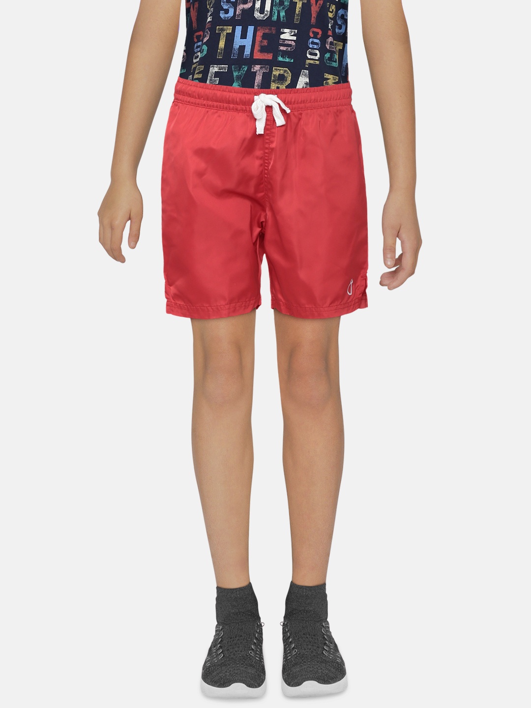 

Gini and Jony Boys Red Solid Regular Fit Sports Shorts