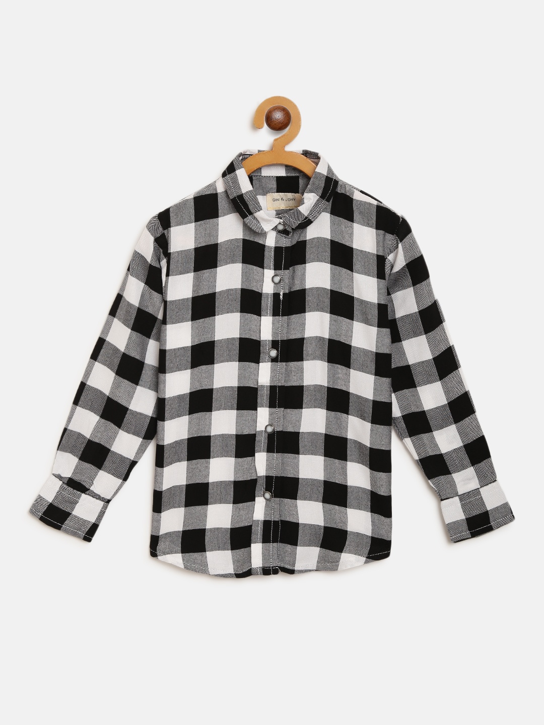 

Gini and Jony Girls Black & White Regular Fit Checked Casual Shirt