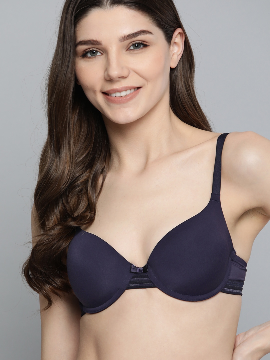 

Mast & Harbour Navy Blue Solid Underwired Lightly Padded Everyday Bra