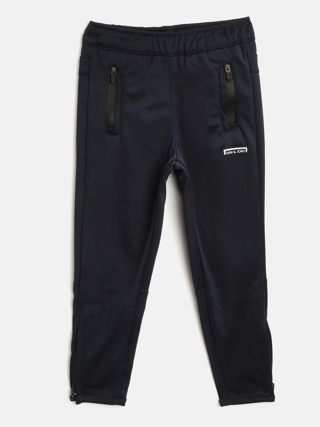

Gini and Jony Boys Navy Self-Design Track Pants, Navy blue
