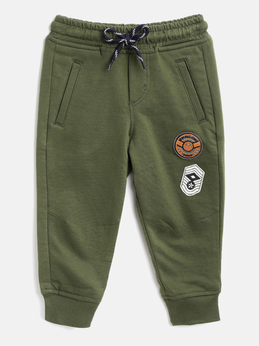 

Gini & Jony Boys Olive Green Solid Joggers