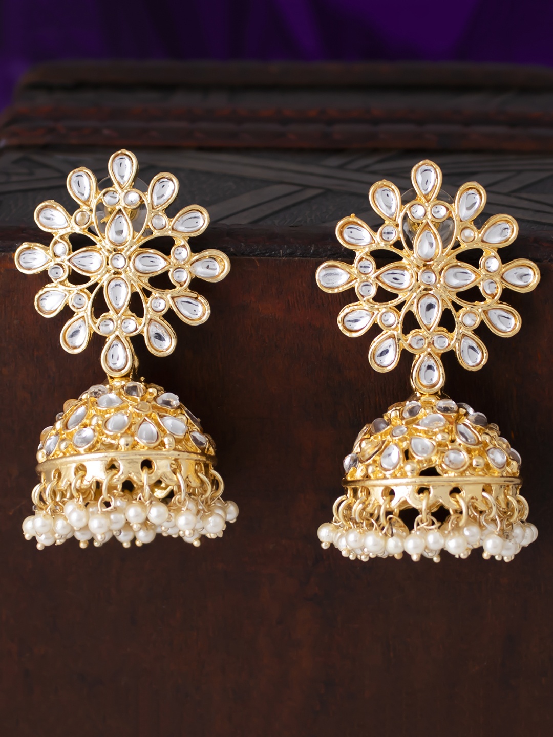 

Sukkhi Gold-Plated Filigree Dome Shaped Jhumkas