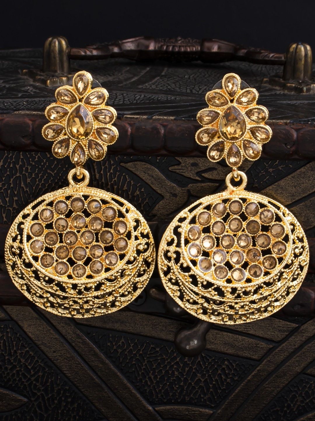 

Sukkhi Gold-Plated Circular Drop Earrings