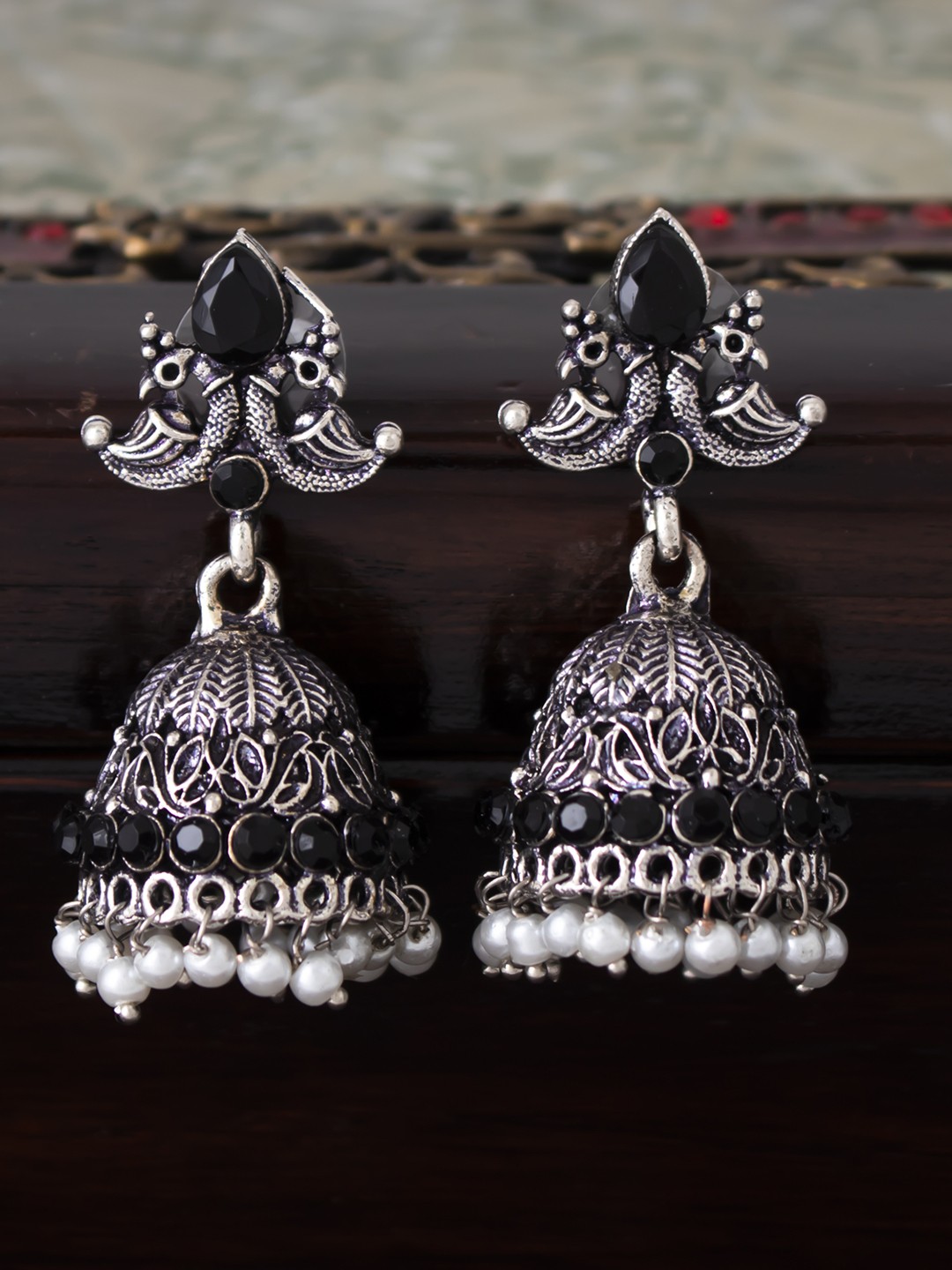 

Sukkhi Black Dome Shaped Jhumkas