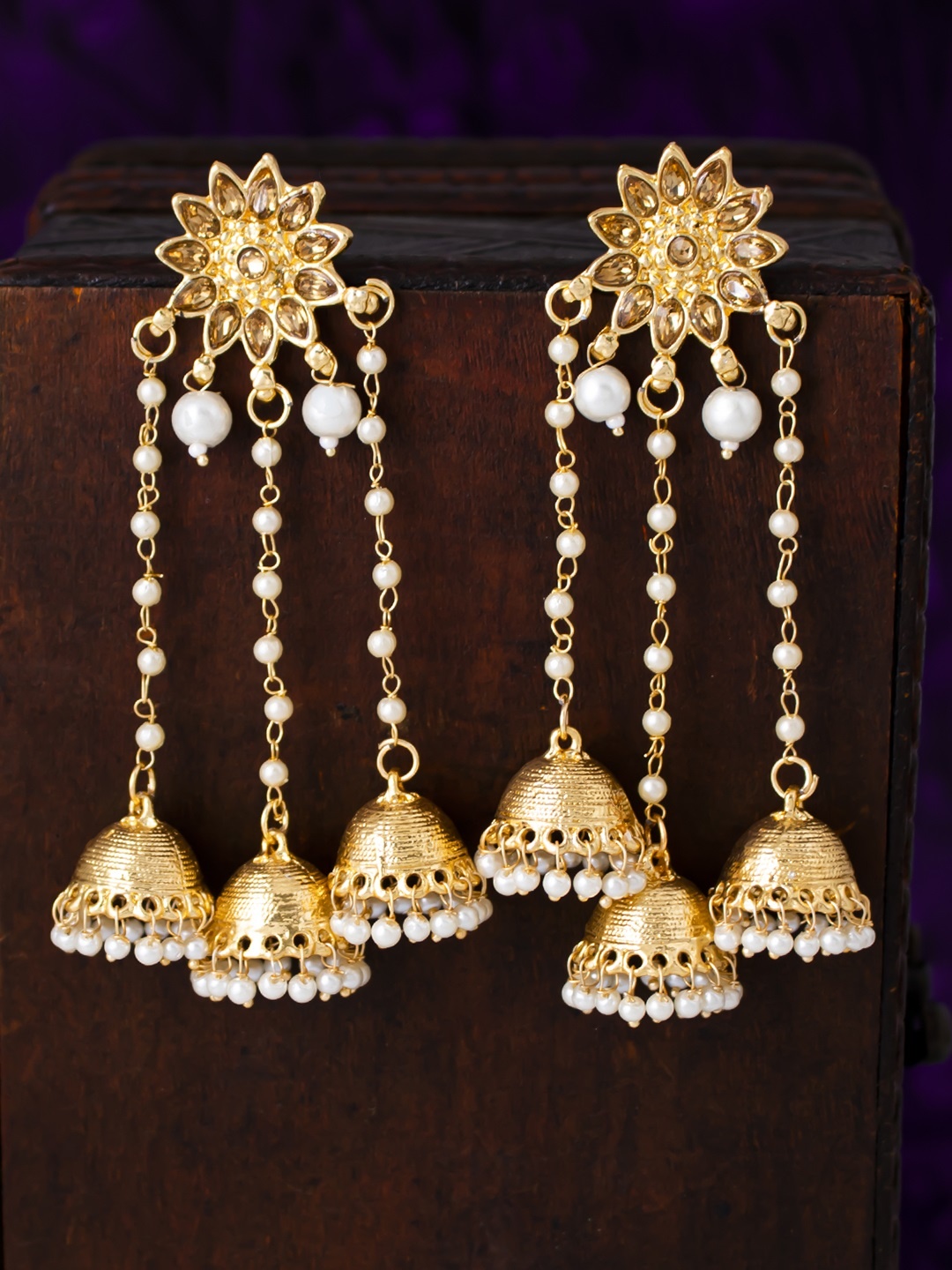 

Sukkhi Gold-Plated Filigree Dome Shaped Jhumkas