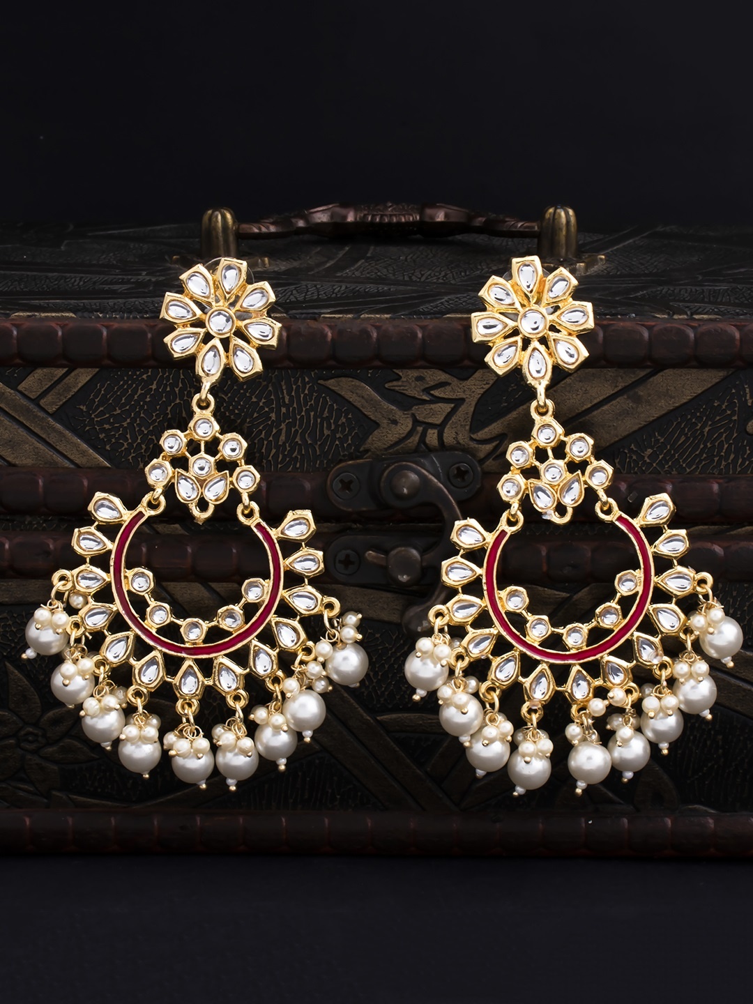 

Sukkhi Gold-Plated & Red Classic Chandbalis