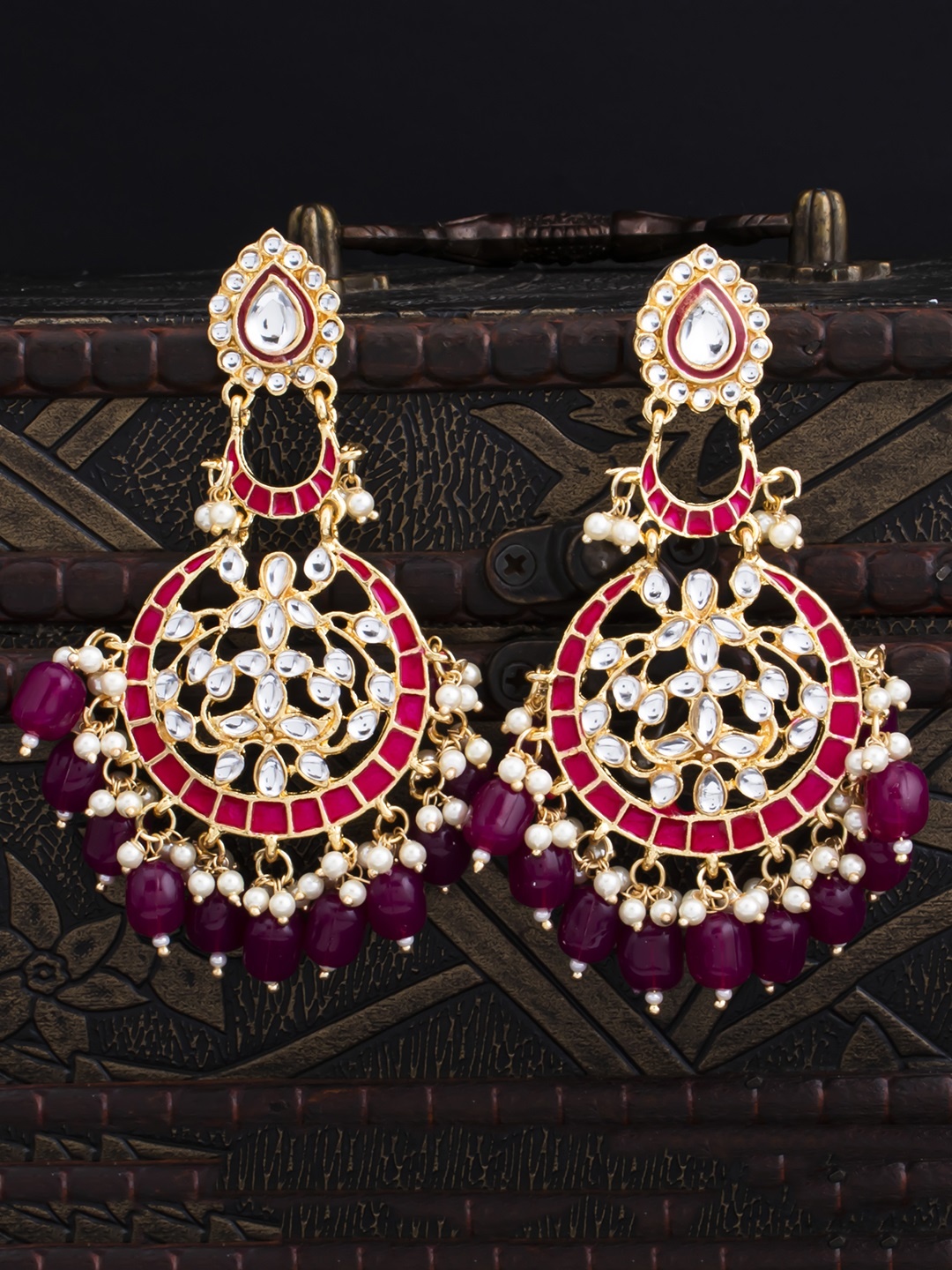 

Sukkhi Gold-Plated & Pink Classic Chandbalis