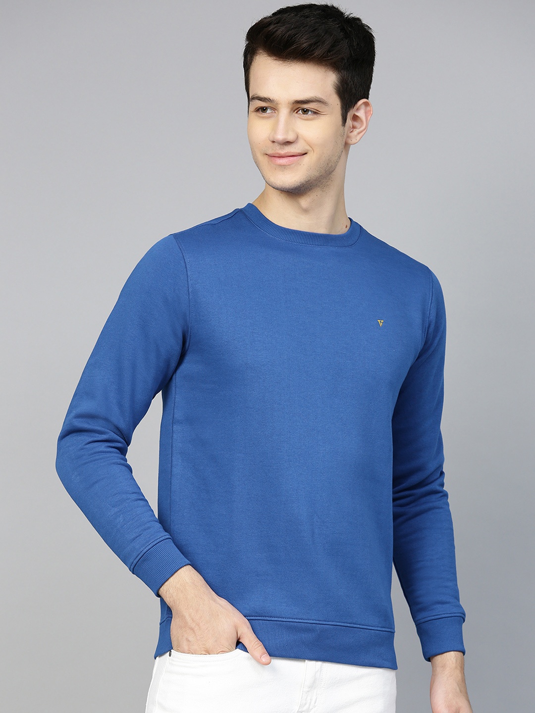 

Van Heusen Men Blue Solid Sweatshirt