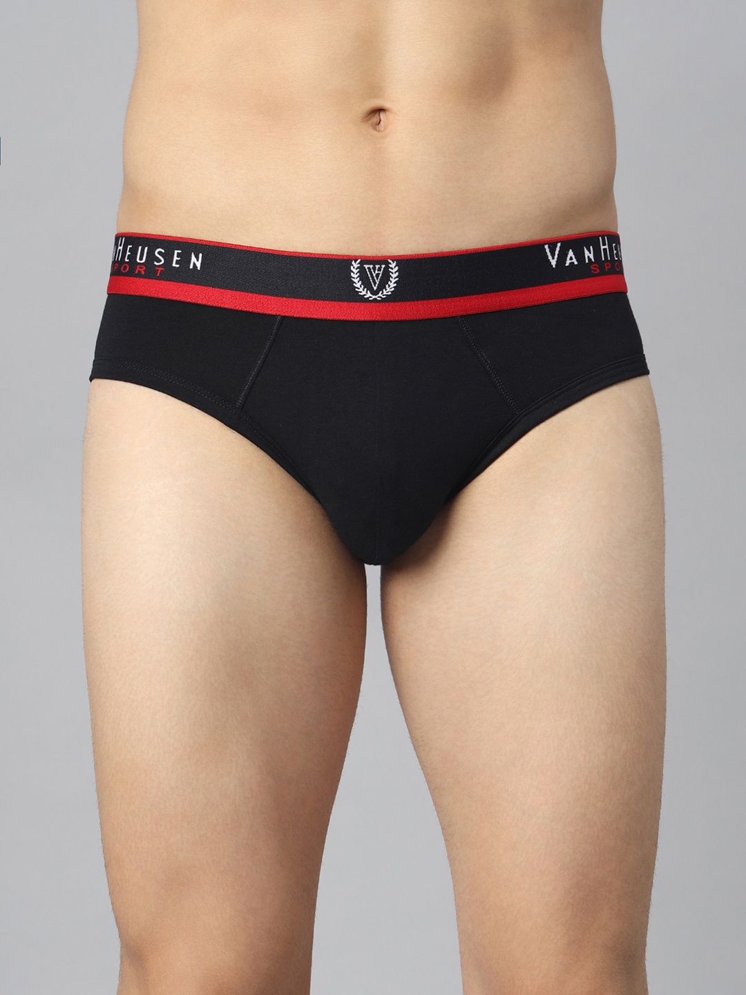 

Van Heusen Sport Men Pure Black Solid Jaspe Textured No Marks Waistband Brief 70009