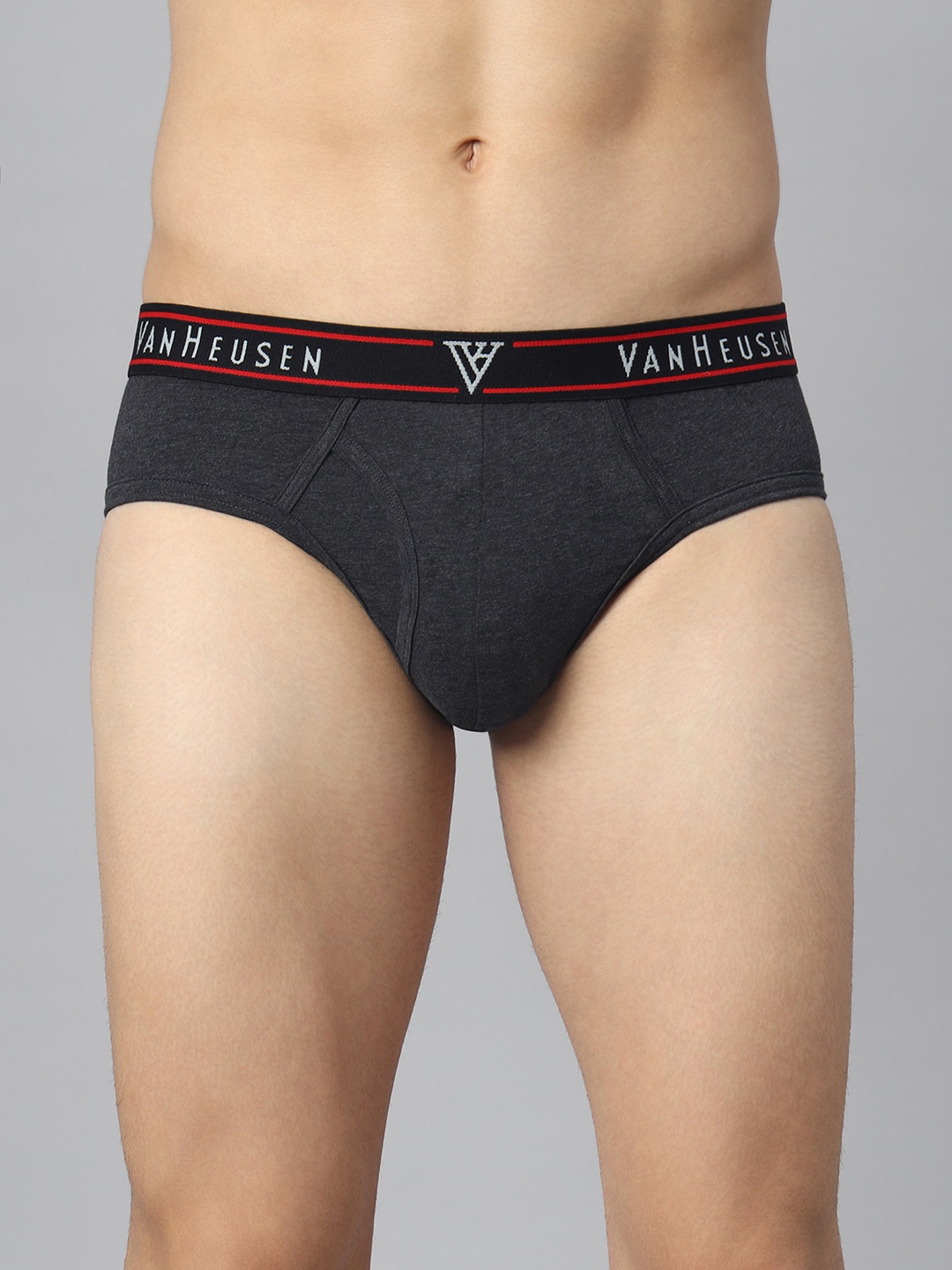 

Van Heusen Men Anthra Melange Solid Colour Fresh Open Fly Brief 10014, Grey