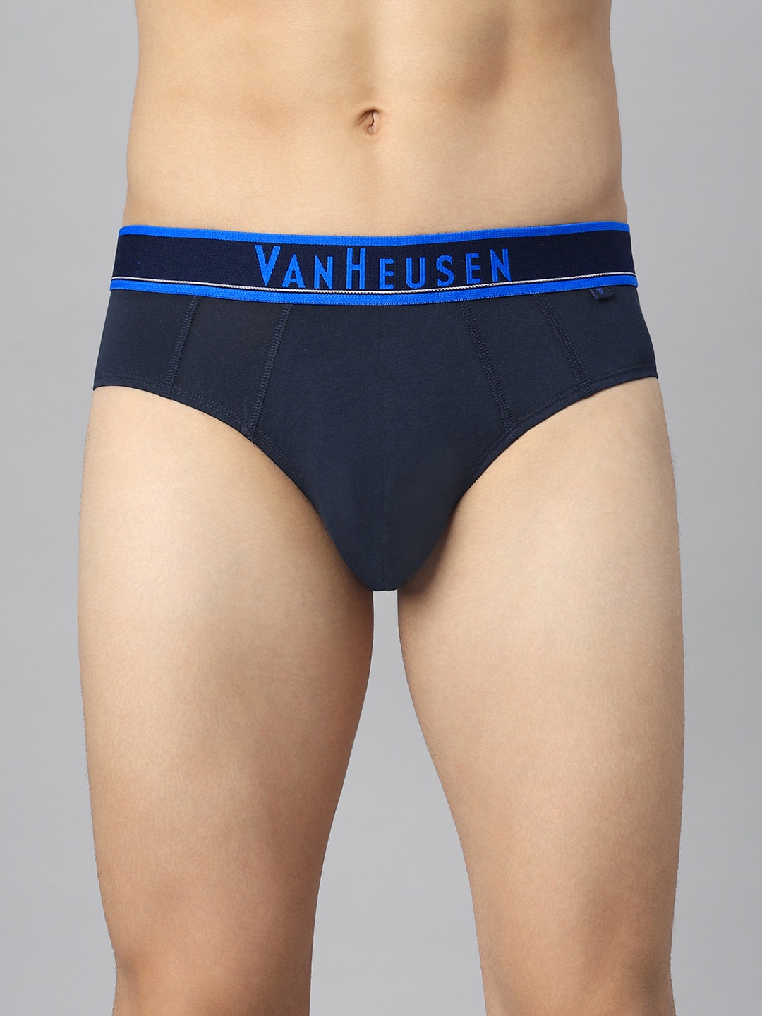 

Van Heusen Men Navy Solid Colour Fresh Neon Elasticized Waistband Ultra Soft Briefs, Blue