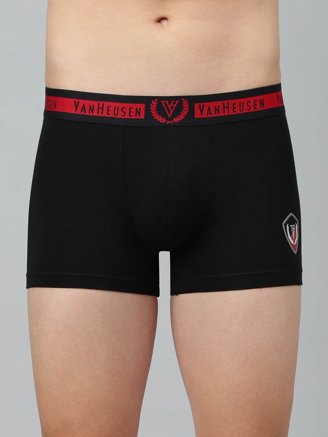 

Van Heusen Men Solid Ultra Soft Waistband Double Layer Gusset Trunks 70011, Black
