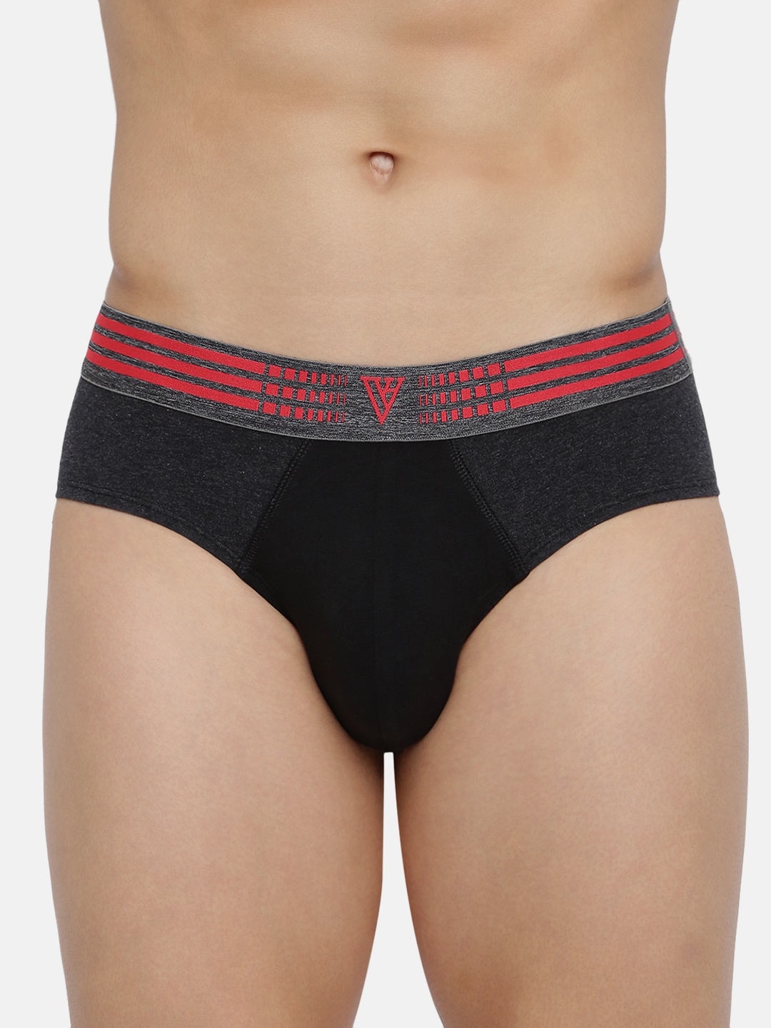 

Van Heusen Men Black & Grey Colourblocked Color Fresh Antibacterial Basic Briefs