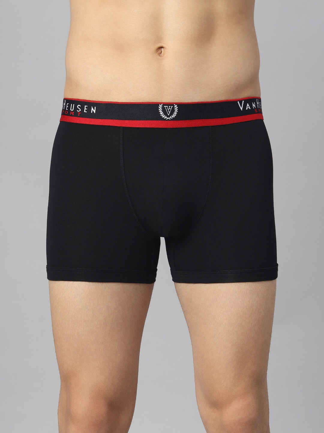 

Van Heusen Men Solid Jaspe Double Layer Gusset Trunks, Black