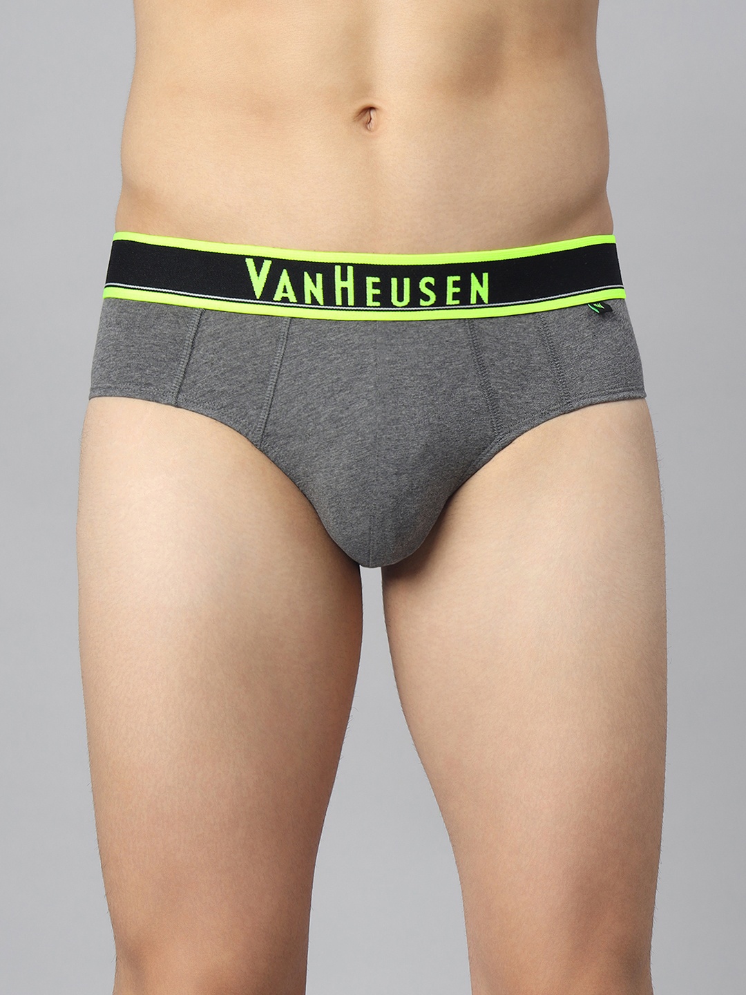 

Van Heusen Men Solid Colour Fresh Neon Elasticized Waistband Brief, Charcoal