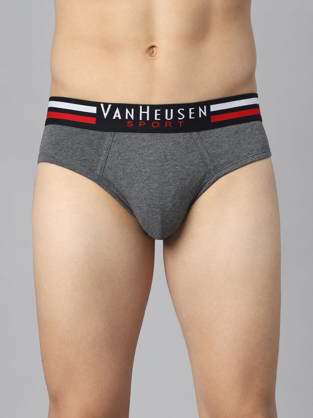 

Van Heusen Men Solid Plush Back Elasticized Waistband Ultra Soft Briefs - 70005, Charcoal
