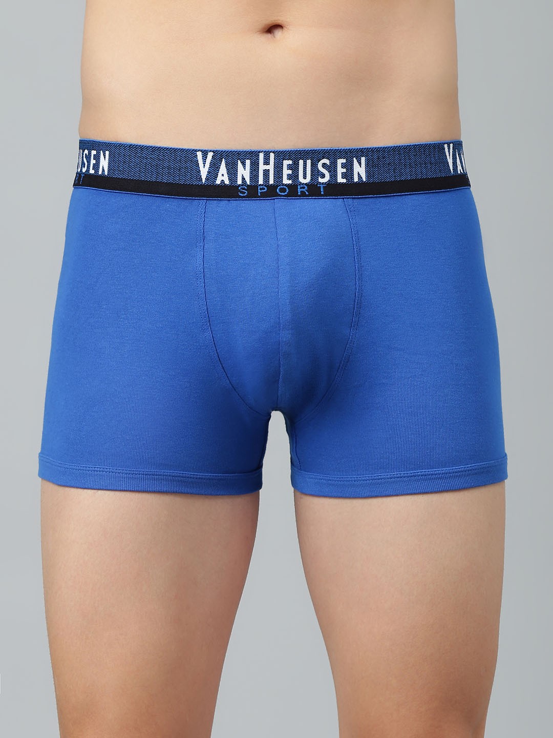 

Van Heusen Sport Men Solid Plush Back Elasticized Waistband Double Layer Gusset Trunk, Blue