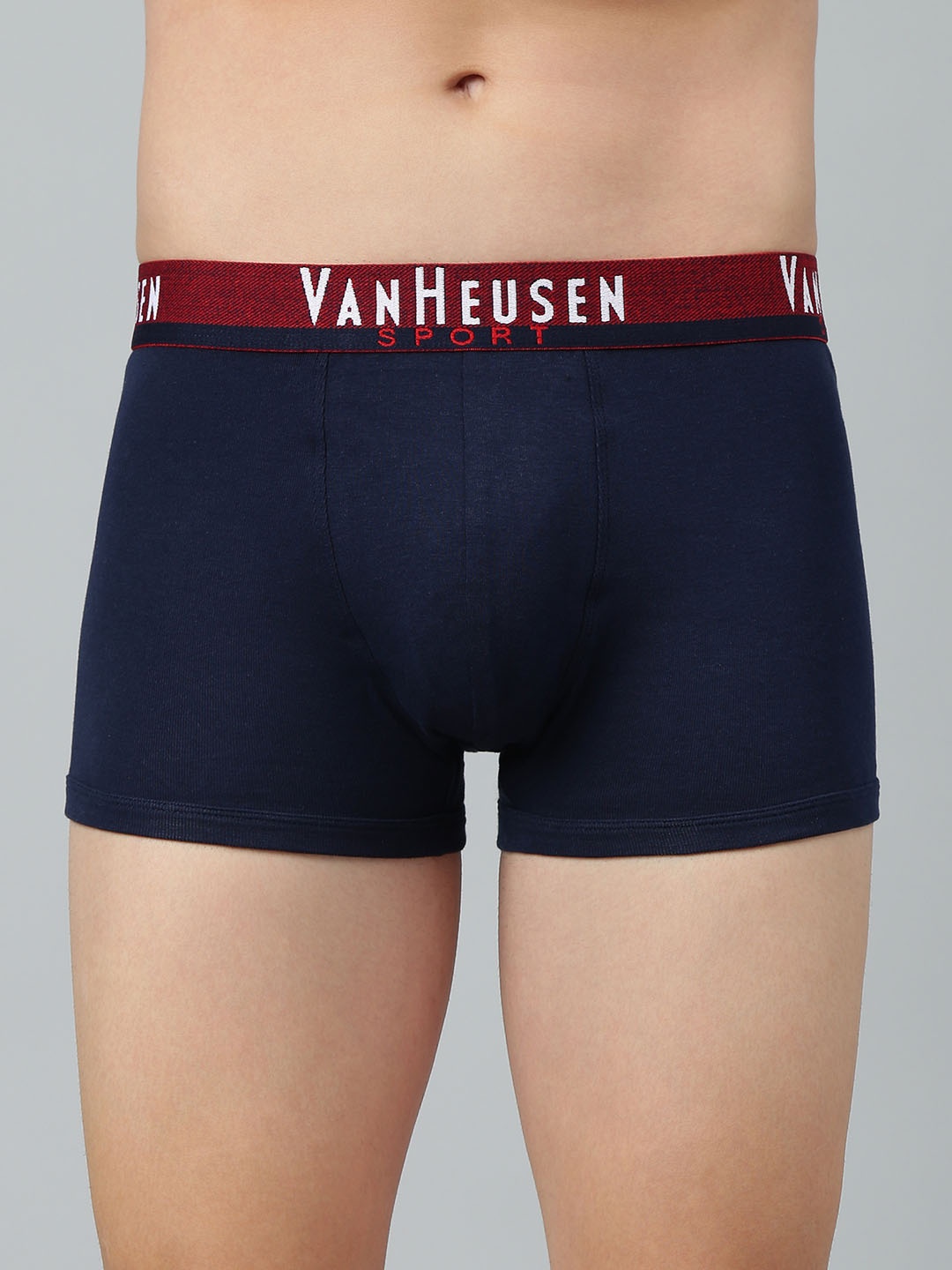 

Van Heusen Sport Men Solid Plush Back Elasticized Waistband Double Layer Gusset Trunk, Navy blue