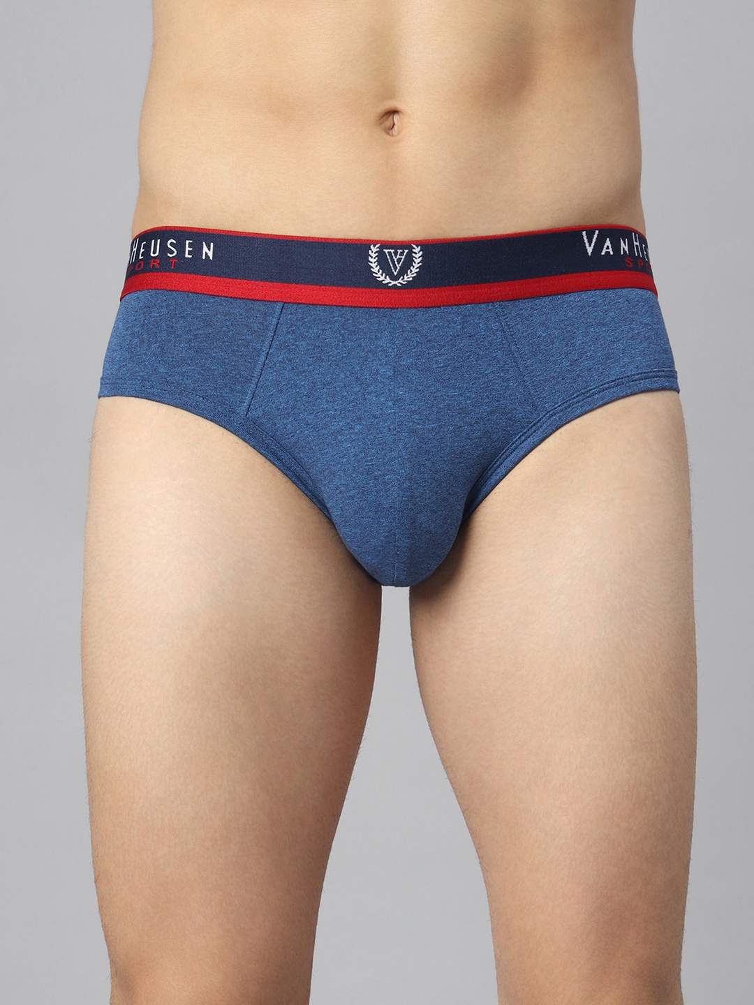 

Van Heusen Sport Men Solid Jaspe Textured No Marks Waistband Brief, Navy blue