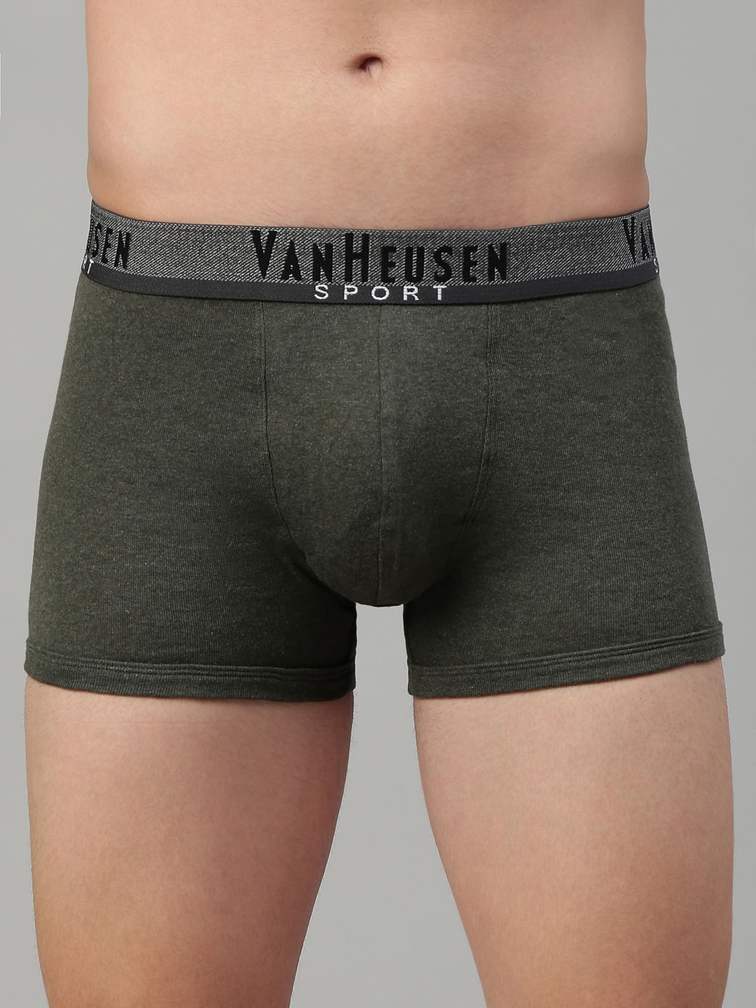 

Van Heusen Sport Men Plush Back Elasticized Waistband Double Layer Gusset Trunk, Olive