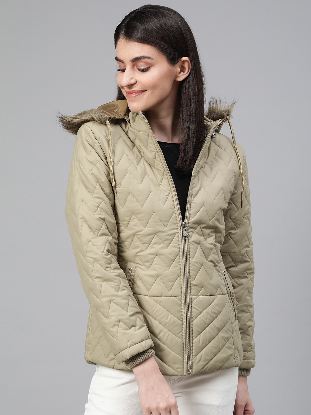 

Fort Collins Women Beige Solid Lightweight Parka Jacket