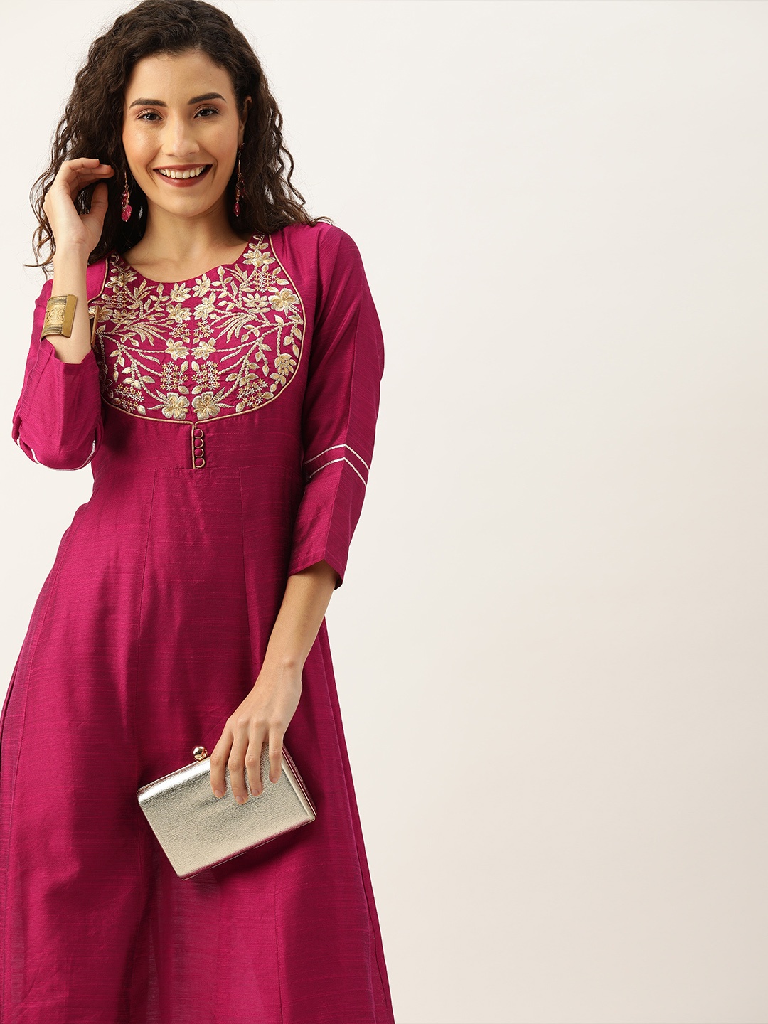 

Varanga Women Magenta Embroidered Anarkali Kurta