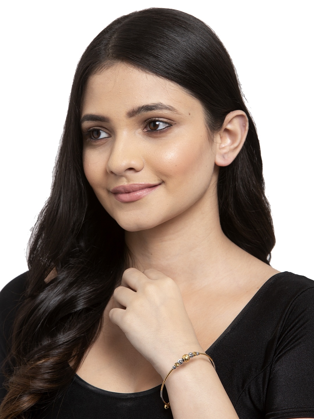 

PANASH Gold-Toned Rhodium-Plated Handcrafted Bangle-Style Bracelet