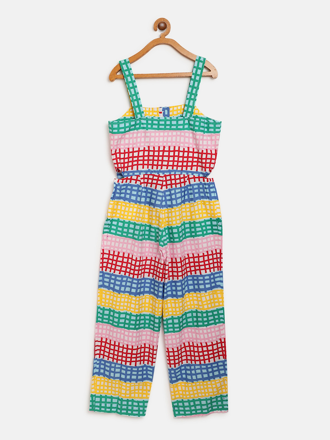 

United Colors of Benetton Girls Multicoloured Checked Basic Jumpsuit, Multi
