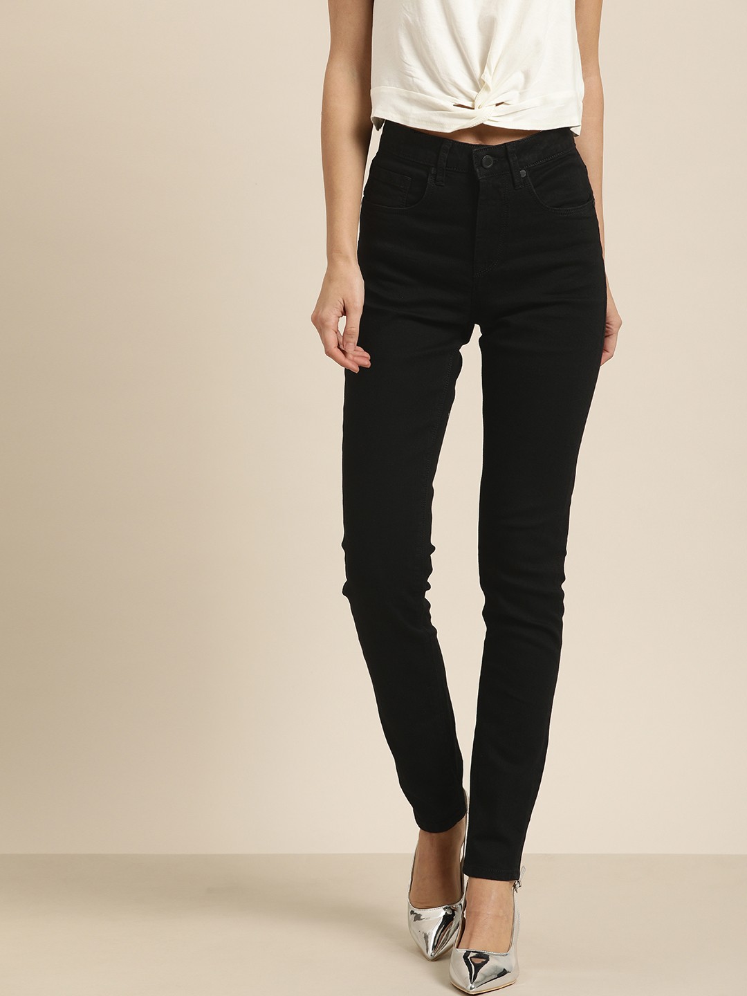 

Moda Rapido Women Black Skinny Fit High-Rise Anti-Viral Wash Stretchable Jeans